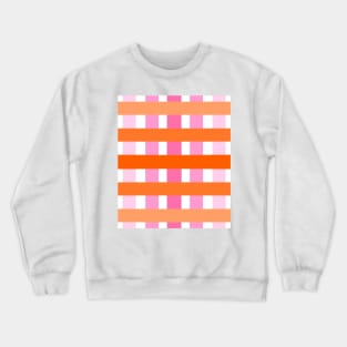 Pink and Orange, Plaid, Stripes, Grid Crewneck Sweatshirt